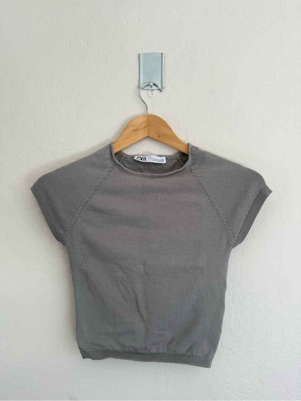 ZARA Green Short-Sleeve Knit Top